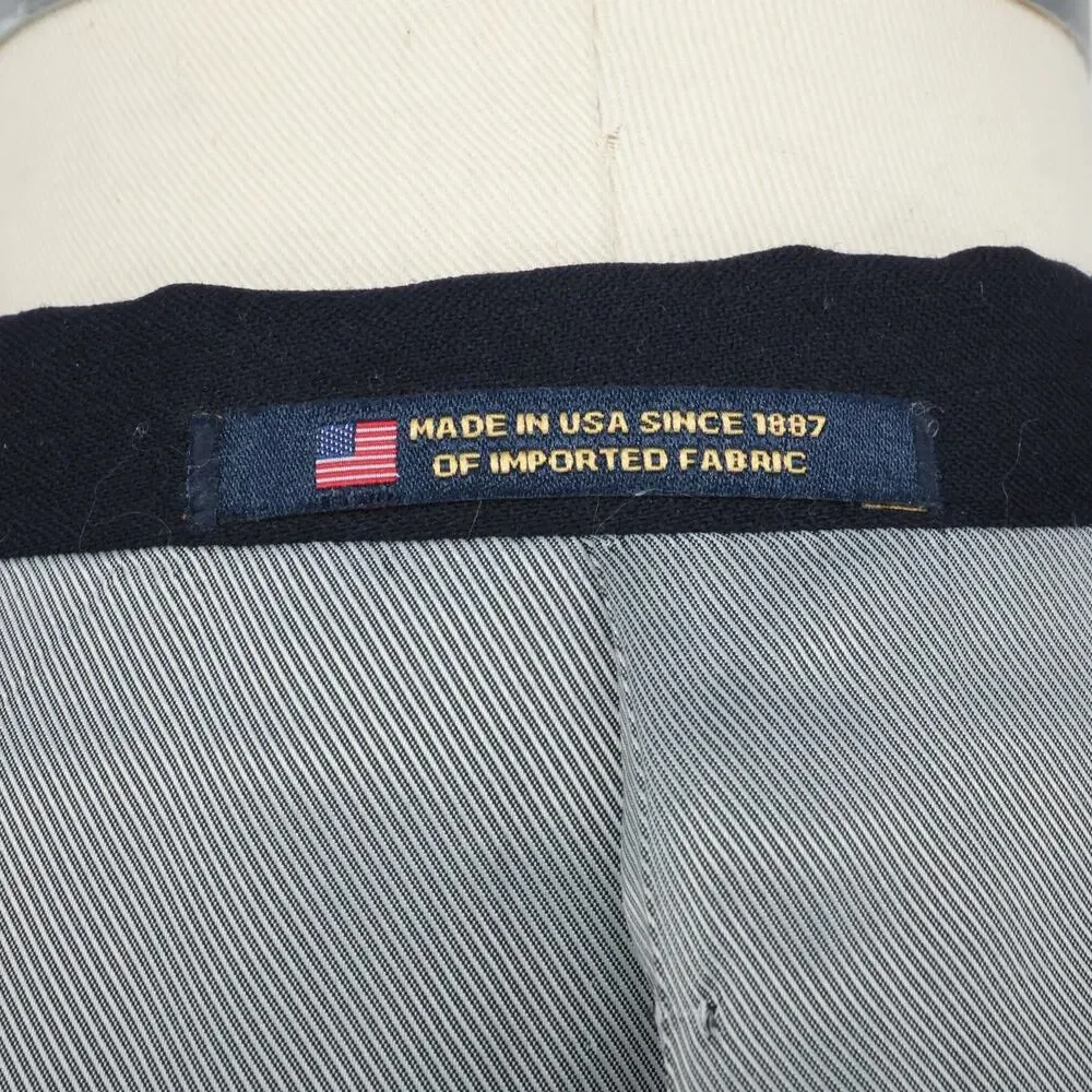 Hart Schaffner Marx Sport Coat Mens 52L Navy Blue Wool Jacket Gold Trumpeter